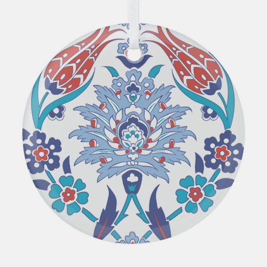 Turks Iznik tegels:  patroon. Glas Ornament (Voorkant)