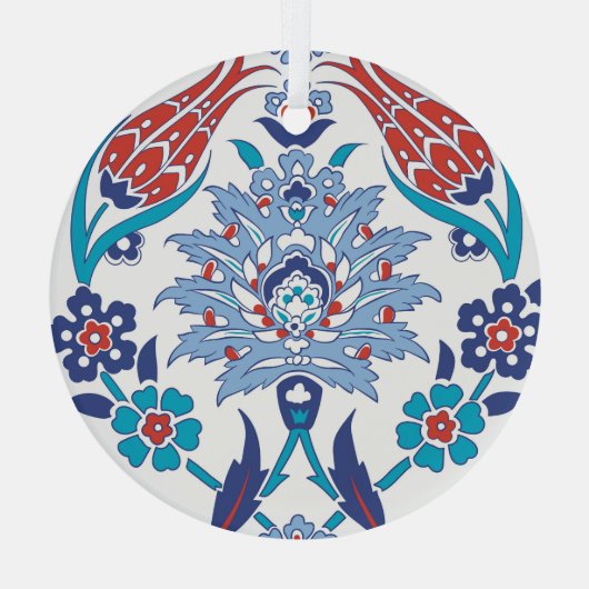 Turks Iznik tegels:  patroon. Glas Ornament (Achterkant)