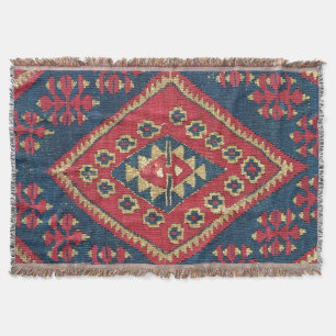 Turks Kilim Carpet Rug Antiek Red Blue Deken