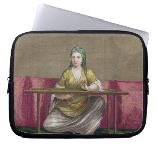 Turks meisje, borduurwerk, 18e eeuw (engravin) laptop sleeve