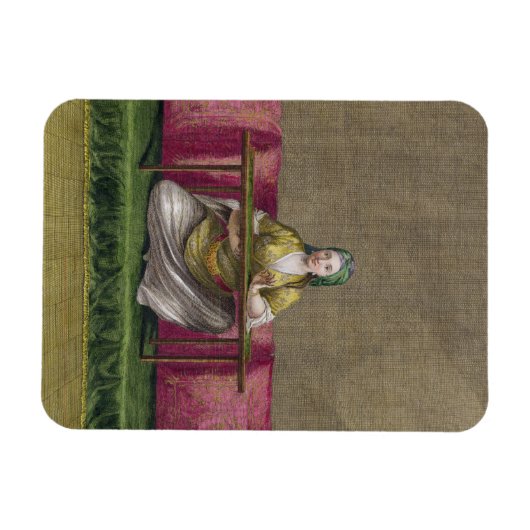 Turks meisje, borduurwerk, 18e eeuw (engravin) magneet (Horizontaal)