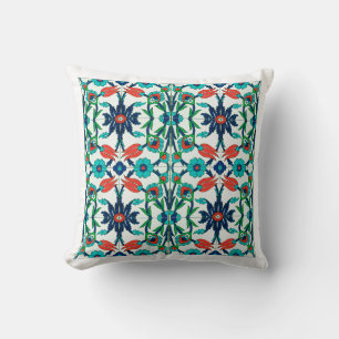 Turks ontwerp in blauwe kleur met rode tulpen kussen
