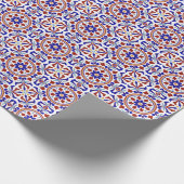 Turks Rood Blauw Wit Ontwerp Cadeaupapier (Hoek)