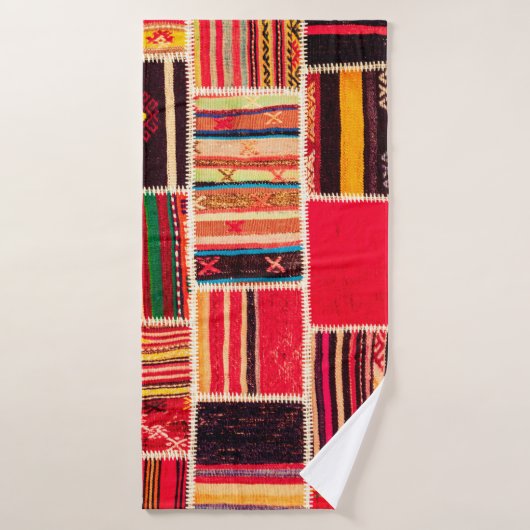 Turks tapijtpatchwork handgemaakt. Patchwork patte Badhanddoek (Badhanddoek)