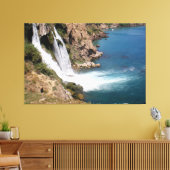 Turks waterval met mediterraan zee canvas afdruk (Insitu (Woonkamer))