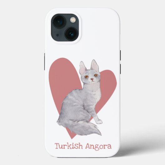 Turks Waterverf van Angora Cat Kat Roze hart Case-Mate iPhone Case (Achterkant)