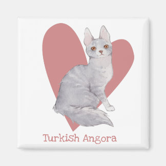 Turks Waterverf van Angora Cat Kat Roze hart Magneet