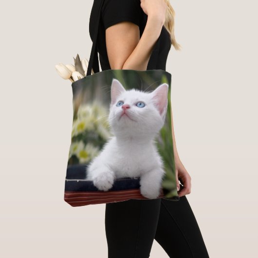 Turks White Kitten Tote Bag (Dichtbij)