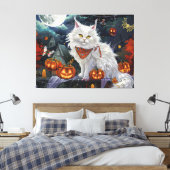 Turkse Angora Kat Halloween Griezelen Canvas Afdruk (Insitu (Slaapkamer))