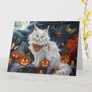 Turkse Angora Kat Halloween Griezelen Kaart
