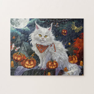 Turkse Angora Kat Halloween Griezelen Legpuzzel