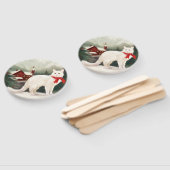 Turkse Angora Kat in Sneeuw Kerstmis Handwaaier (Niet-gemonteerd)