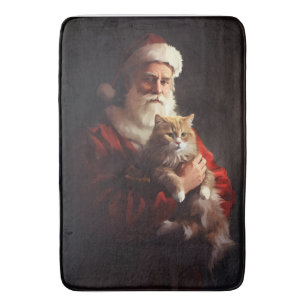 Turkse Angora Kat Kerstman Feestelijke Kerstmis Badmat