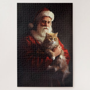 Turkse Angora Kat Kerstman Feestelijke Kerstmis  Legpuzzel