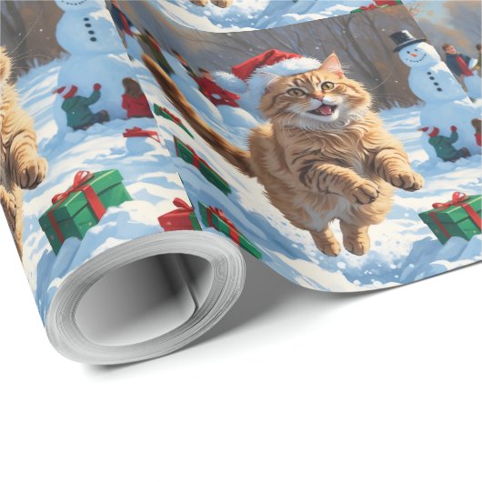 Turkse Angora-kat rent in Pet met sneeuwkerst Cadeaupapier (Rol Hoek)