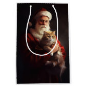 Turkse Angora Kat Sinterklaas Feestelijke Kerstmis Medium Cadeauzakje (Voorkant)