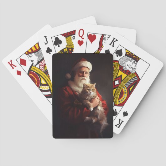 Turkse Angora Kat Sinterklaas Feestelijke Kerstmis Pokerkaarten (Achterkant)