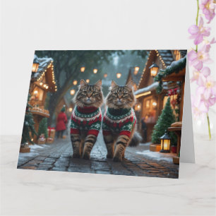 Turkse Angora Katten Kerstmis Sneeuw Vakantie Kaart