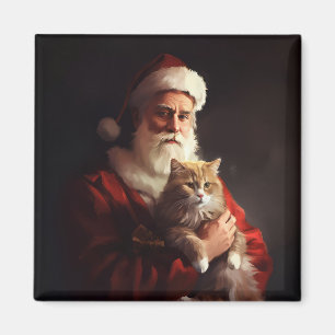 Turkse Angora Katten Santa Claus Festive Kerstmis  Magneet