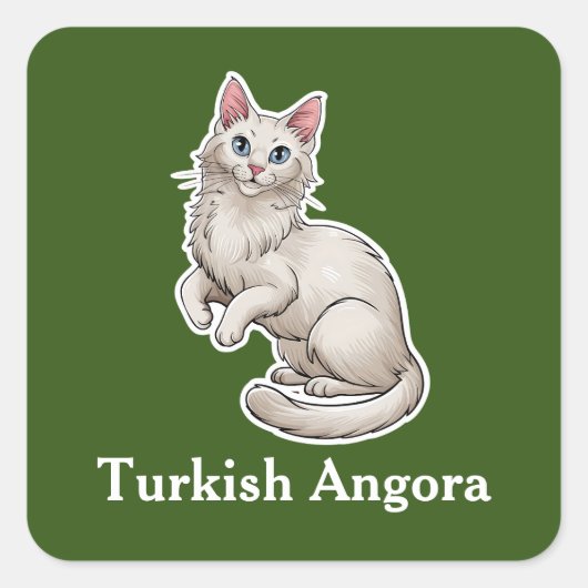 Turkse angora vierkante sticker (Voorkant)