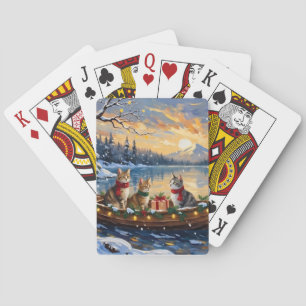 Turkse Angorakat Kerstboot Vakantie Pokerkaarten