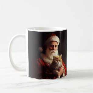 Turkse Angorakat Kerstman Feestelijke Kerstmis Koffiemok