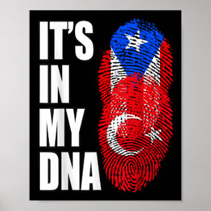 Turkse en Puerto Ricaanse mix erfgoed DNA vlag Poster