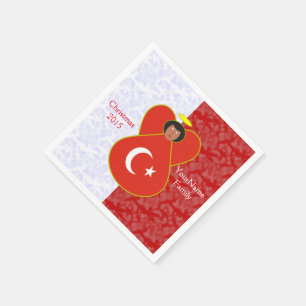 Turkse engelenvlag op rood en wit gepersonaliseerd servetten