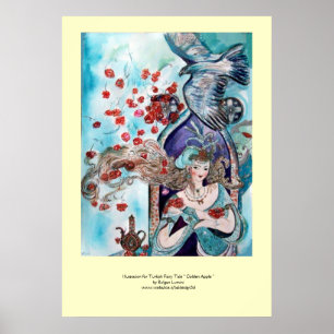 TURKSE FAIRY TALE / PRINCESS, RODE ROSEN EN HAWK POSTER
