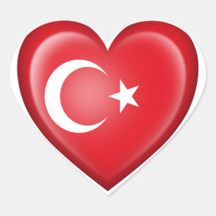 Turkse hartvlag op wit hart sticker