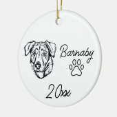 Turkse Herdershond Custom Naam & Jaar Lijn Kunst Keramisch Ornament (Links)