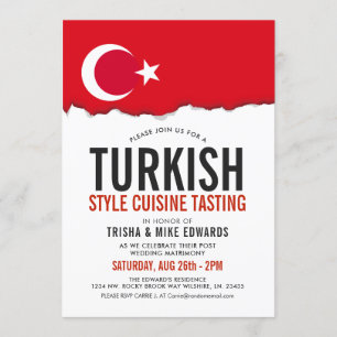 Turkse keuken   Party Flag Witte Uitnodiging