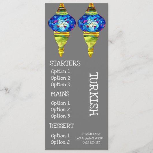 Turkse keuken restaurant diner menu (Voorkant)