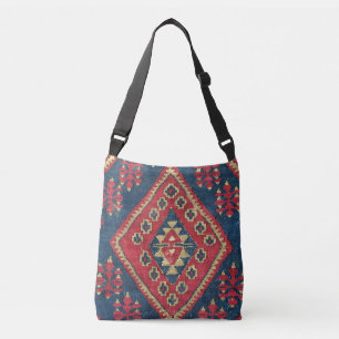 Turkse Kilim Tapijt Vloerkleed Antiek Rood Blauw Crossbody Tas