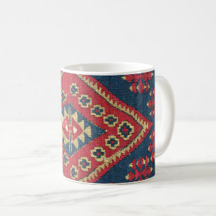 Turkse Kilim Tapijt Vloerkleed Antiek Rood Blauw Koffiemok
