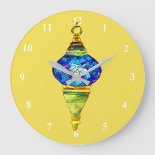 Turkse lampen blauwe mozaïekkunst voor waterverf grote klok