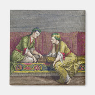 Turkse meisjes, die Mangala spelen, 18e eeuw (engr Magneet