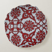 Turkse rode keramische flora rond kussen (Achterkant)
