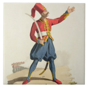 Turkse soldaat uit 'Costumes of the Various Nat' Tegeltje