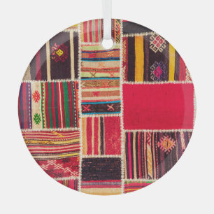 Turkse tapijt Patchwork Handgemaakte Textuur Glas Ornament