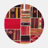 Turkse tapijt Patchwork Handgemaakte Textuur Glas Ornament (Achterkant)