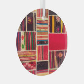 Turkse tapijt Patchwork Handgemaakte Textuur Glas Ornament (Voorkant Rechts)