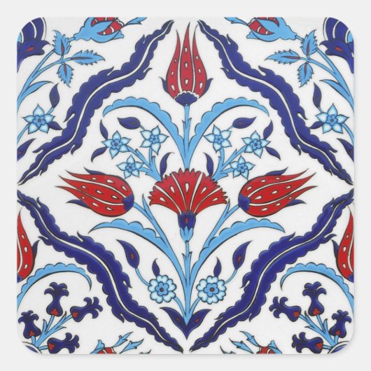 Turkse tegel vierkante sticker (Voorkant)