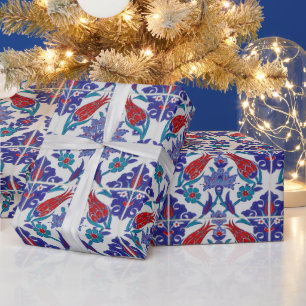 Turkse Tulp Oriëntaalse Arabesk Bloemrijke Visuele Cadeaupapier