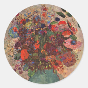 Turkse Vaas door Odilon Redon, Vintage Bloemen Kun Ronde Sticker