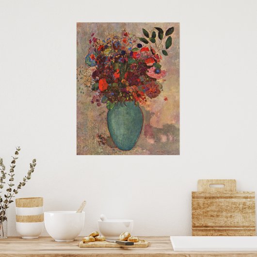 Turkse Vase door Odilon Redon, bloemen Kunst Poster (Keuken)