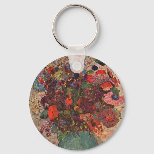 Turkse Vase door Odilon Redon,  bloemen Kunst Sleutelhanger (Achterkant)