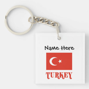 Turkse Vlag en Turkije Persoonlijk Sleutelhanger