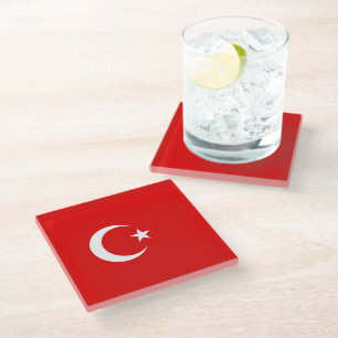 Turkse vlag glazen onderzetter