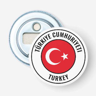 Turkse vlag: Grote patriottische bottenopener Button Flesopener